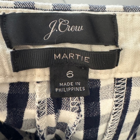 J.Crew Martie Bi-Stretch Gingham Navy Blue White Retro Slim Cropped Pants Size 6 - Picture 13 of 15